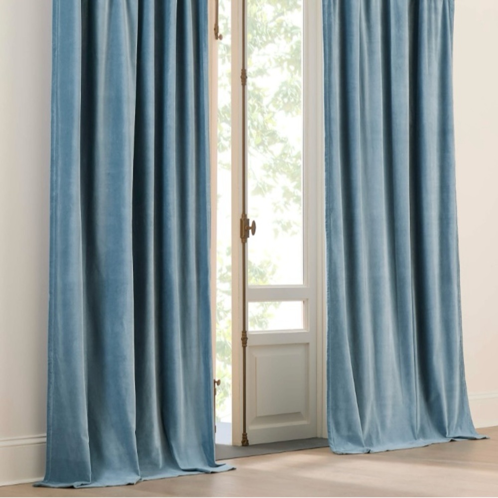 CB2 Blue Velvet Curtain Panels